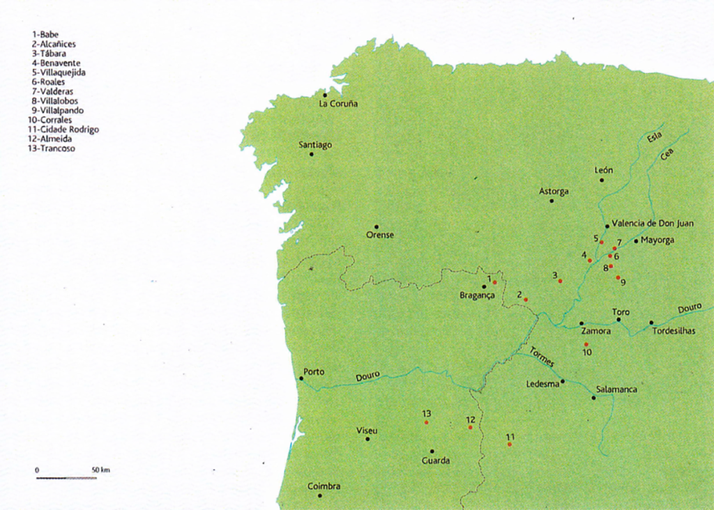 Mapa do itinerário da invasão anglo-portuguesa de Castela em 1387